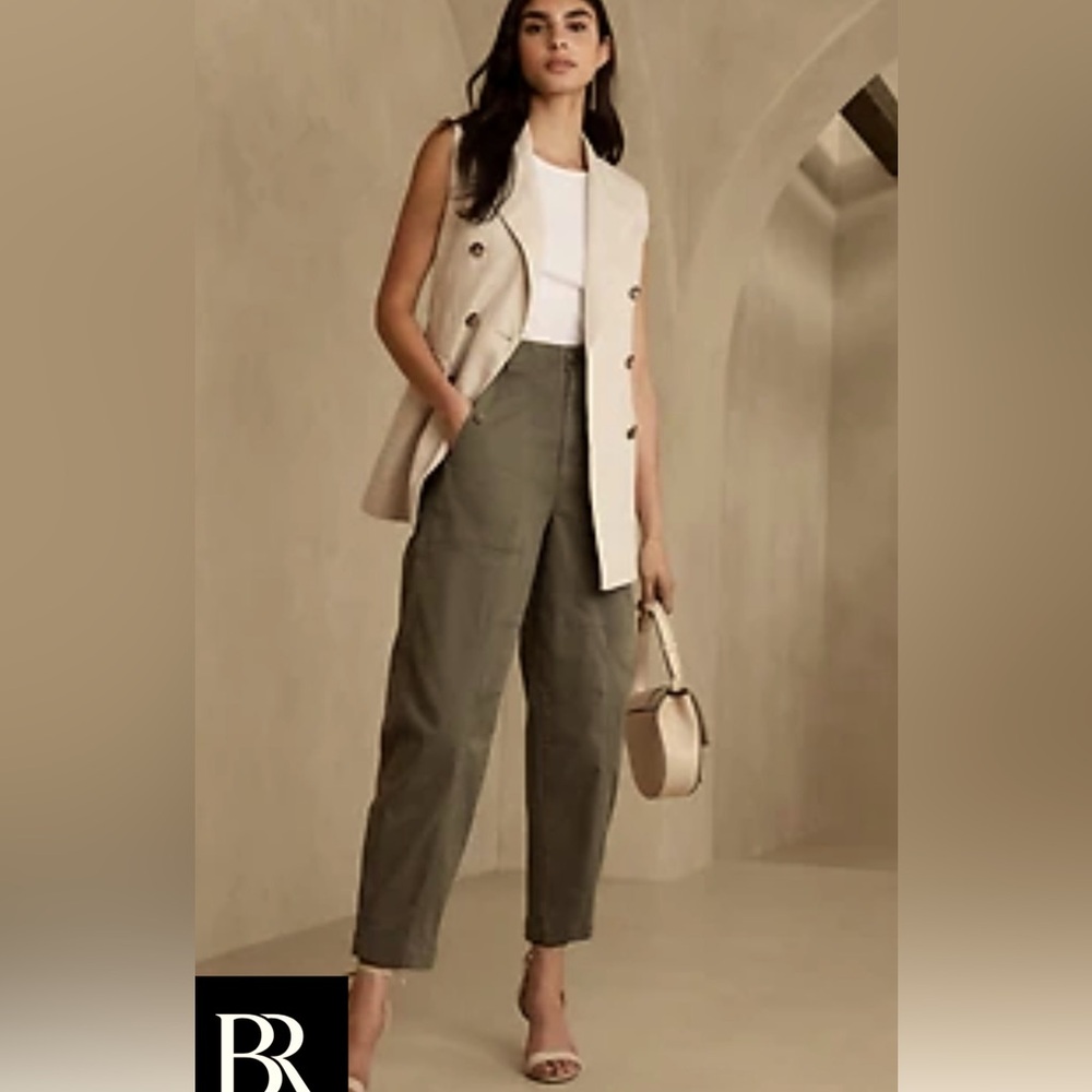 Banana Republic Barrel Pant Like New Sz 12 Long Olive Green